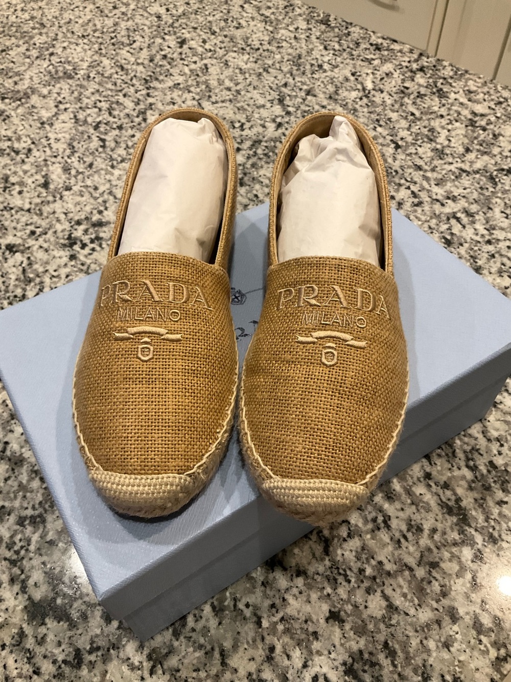 Prada Calzature Donna Cord Tan Espadrille Slip-Ons - Picture 1 of 11